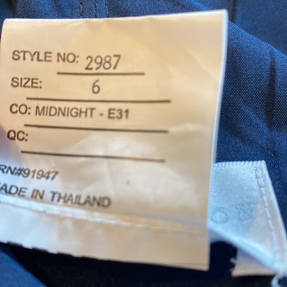 Dressy Collection navy off the shoulder cross back gown size 6. NWT - Picture 9 of 10